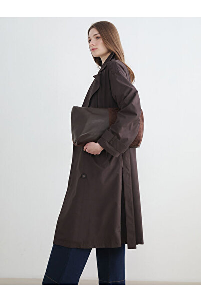 LC Waikiki Rmz Gi̇yi̇m Farkiyla Double-Breasted Roba Collar Belted Women's Tr...