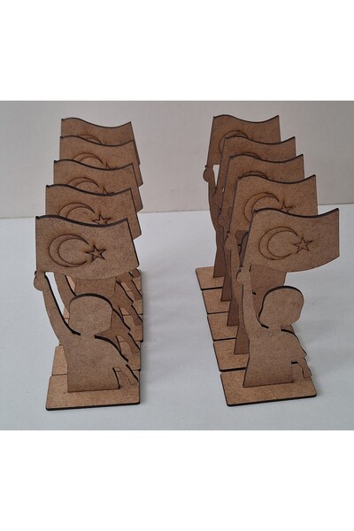 Ebrulisler 10 Adet Türk Bayraklı Çocuk Ahşap Boyama Etkinlik 23 Nisan Aile Ka...