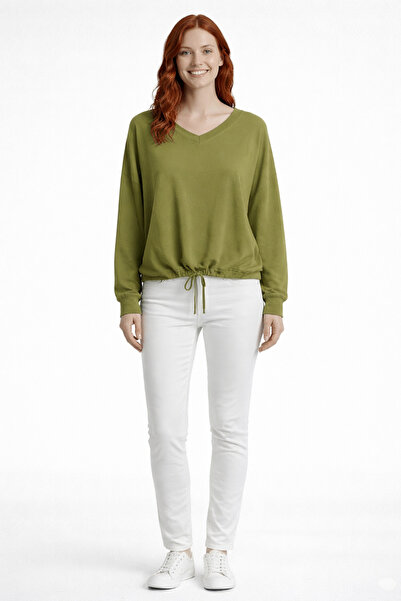 Neden Tekstil Women's Tie-Up V-Neck Relaxed Fit Blouse