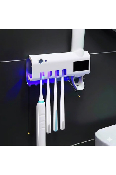 KdrElektronik UV Işıklı Diş Fırçası Sterilizatörü ve Otomatik Diş Macunu Disp...