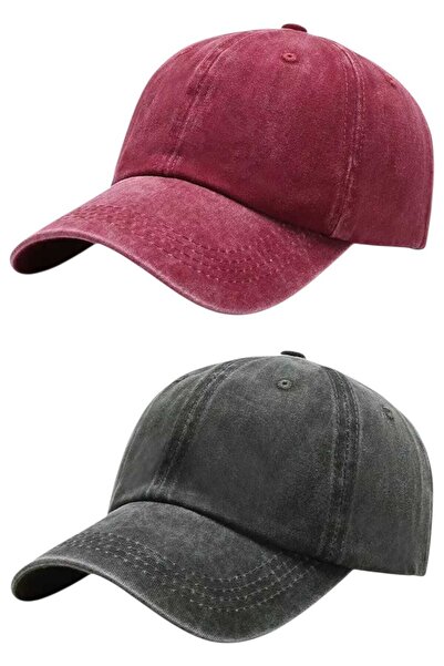 Uniquetrenders Unisex Vintage 100% Cotton Adjustable Baseball Cap Hat Set of 2