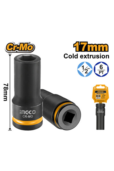 Ingco 1/2" DR Deep impact socket 17mm