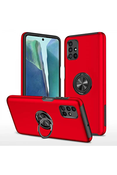 ZEMİRA HOME غطاء حماية نيو فيس لهاتف سامسونج جالاكسي M51 مع حلقة - أحمر