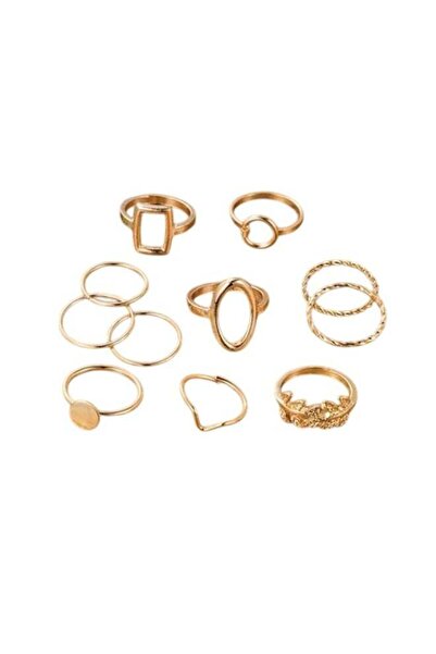 huitich 11 Pcs Gold -Tone Minimalist Geometric Ring Set