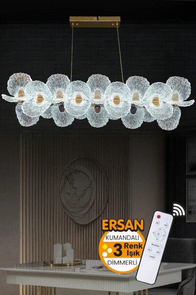 Ersan Avize Milano Sıralı Yemek Masası Gold Kumandalı 3 Renk Özellikli Dimerl...