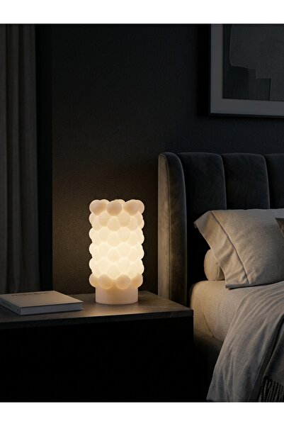 Lumessa Home Abajur Dekoratif ORBIS Krem Modern Tasarım Bubble Masa Lambası G...