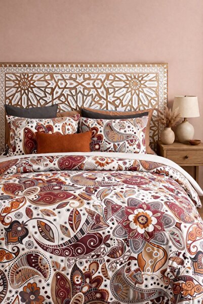 Sheri Home Lastikli Çarşaflı Nevresim Takımı Çift Kişilik Leopar Premium Cotton 64s