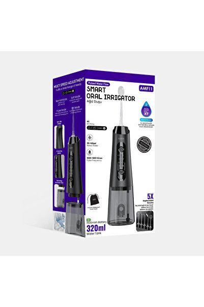 ekovolt Şarjlı Ağız Duşu (Water Flosser) – 320ml Su Haznesi, 5 Başlıklı IPX6 ...