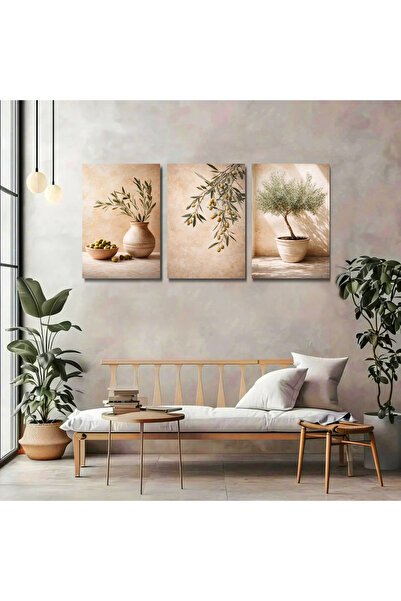 artprinta 3 Parça Zeytin Temalı Kanvas Tablo Seti