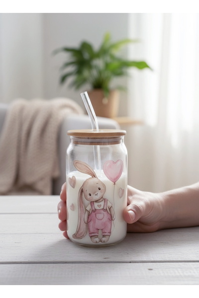 Rolin Design Bunnie Bambu Kapaklı Pipetli Bardak 500Ml
