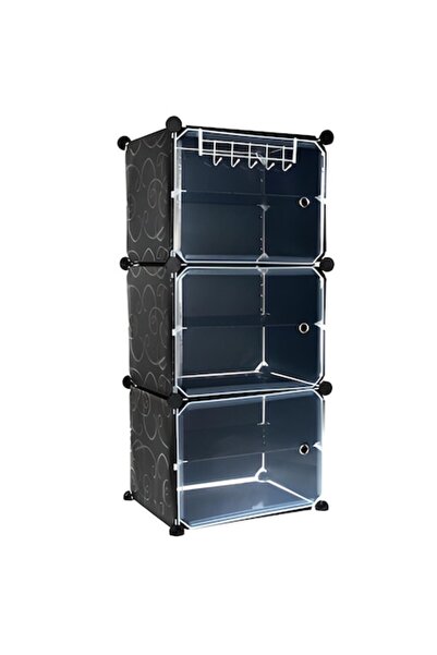 OEM Αρθρωτή Παπουτσοθήκη, Μαύρη, 93 x 44.5 x 30 εκ.