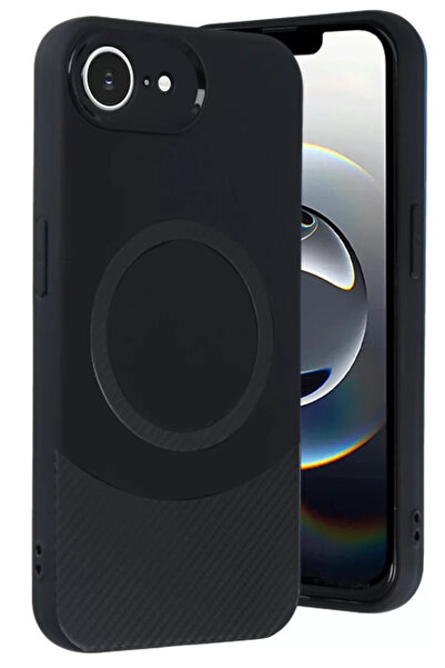 TeknoKapsül حافظة Newface لهاتف iPhone 16E من الكربون الماي - أسود