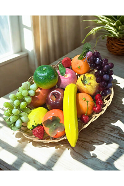 Home Yapay Meyve Set ( 16 PARÇA ) Strafor Plastik Karışık Yapay Meyveler (Sep...