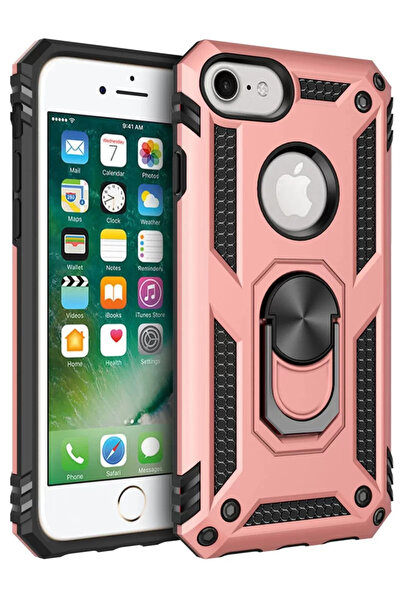 TeknoKapsül حافظة نيو فيس لهاتف آيفون 7 غطاء سيليكون مع حلقة صوفيا - وردي