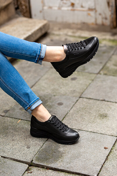 Mammamia 03915 Hakiki Deri Bağcıklı Ortopedik Sneaker