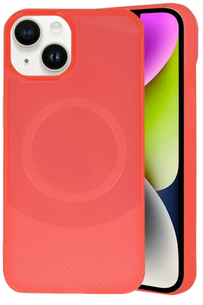 Beta Moda Hub حافظة نيو فيس لهاتف آيفون 14، غطاء كربون ماييا - أحمر