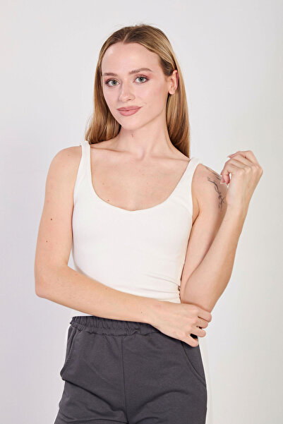 BARRELS AND OIL Women's v-neck thick strap crop top - white