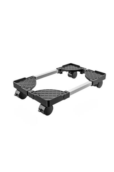 huitich Black Retractable Base Stand with Universal Wheels & Brake – Adjustab...