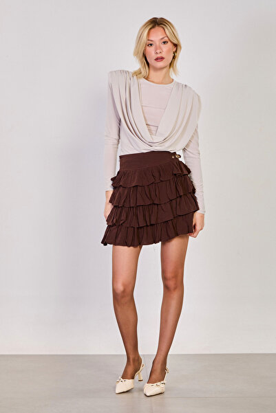 BARRELS AND OIL Γυναικεία Μίνι Φούστα με Βολάν και Λεπτομέρεια Ζώνης στο Πλάι...