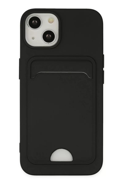 Beta Moda Hub حافظة نيو فيس لهاتف ايفون 14 بلس كلفن سيليكون مع بطاقة عمل - اسود