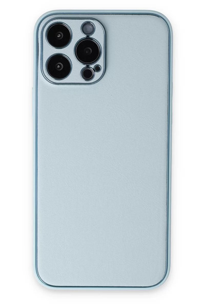 Beta Moda Hub Newface iPhone 14 Pro Case Coco Leather Silicone Cover - Sky Blue