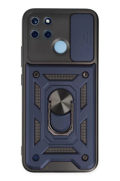 Beta Moda Hub جراب Newface Realme C25Y مع حلقة عدسة من السيليكون - أزرق داكن