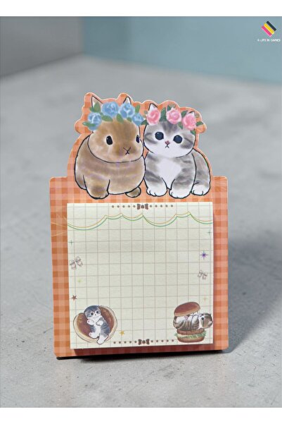 a life in games Αυτοκόλλητο χαρτί σημειώσεων με γάτες και κουνέλια – Χαριτωμέ...