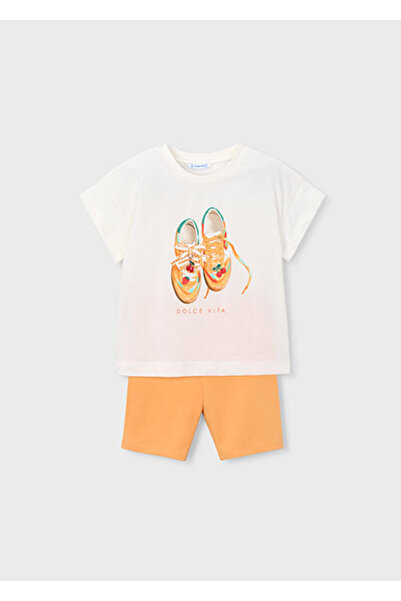 MAYORAL Girl's Short Tights T-Shirt Set Orange - 03731