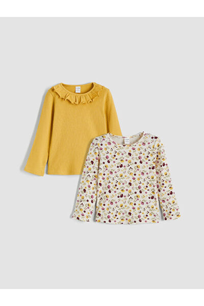 LC Waikiki RMZ GİYİM FARKIŞLI ZERO تي شيرت بناتي ذو ياقة روبا من القطن المضلع...