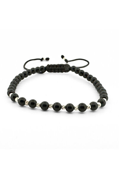 Teo Bijoux Brățară cu 12 mărgele din argint 925 și onix negru lucios – Forță ...