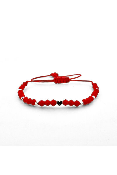 Teo Bijoux Brățară cu inimă argintie, cu cristale de sticlă și mărgele argint...