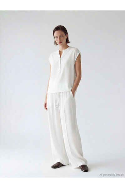LC Waikiki Peak New Season Elastic Waist Wide Leg Women's Trousers