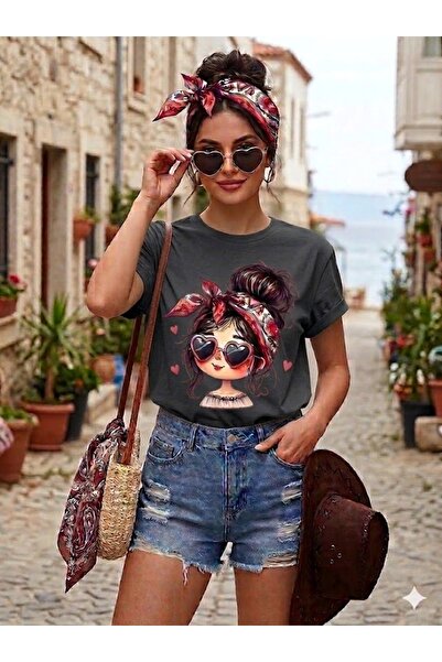 WOODROFFE Women's Cartoon Printed Oversize Casual T-Shirt