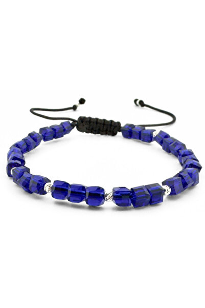 Teo Bijoux Brățară cu cristale de sticlă albastre și mărgele din argint 925, ...