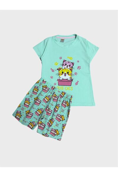 elmas kids Κοριτσίστικο σετ καλοκαιρινής πιτζάμας με κοντομάνικο σορτς, 100% ...