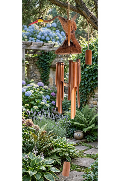 SultanofAura 🕊️ Bambu Leylek Rüzgar Çanı (Yavrulu Tasarım)