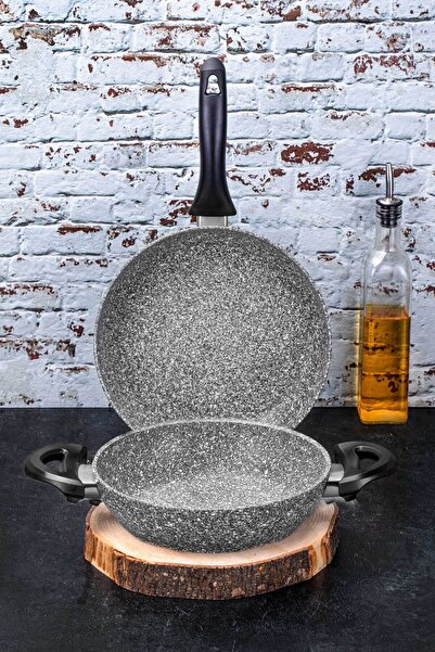 Taç طقم مقلاة ووعاء من الجرانيت فائق الجودة مكون من قطعتين مقلاة 24 سم / وعاء...