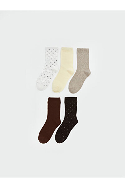 LC Waikiki Rmz Gi̇yi̇m Farkiyla Embroidered Women's Socks 5-Pack