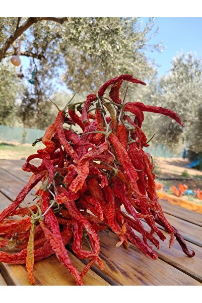 yazdalı Kurutulmuş Sivri Biber (Acı Tatlı Karışık)– İpe Dizili(45-50 Adet)