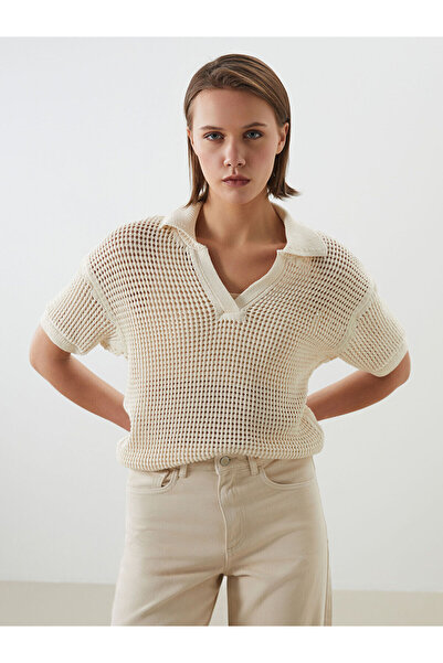 LC Waikiki Peak New Season Polo Neck Openwork Women's Knitwear Sweater