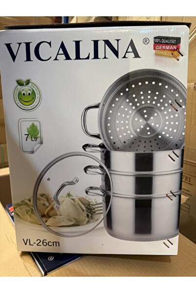 VICALINA 5 Piece 26 cm Steel Ravioli Pot Steel Series Steamer Set 7 Lt