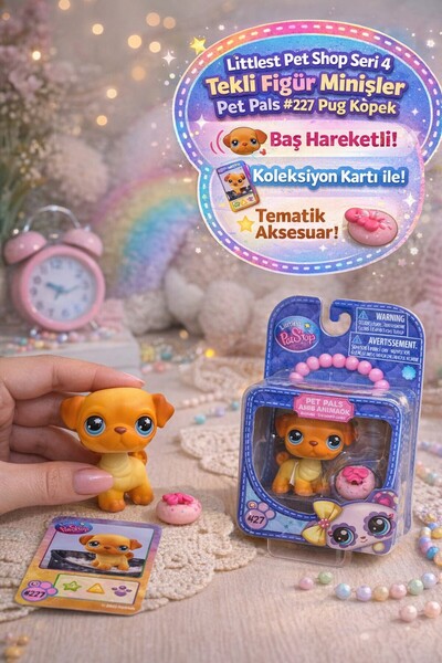 TOYFEST Littlest Pet Shop Seri 4 Tekli Figür Minişler Pet Pals #227 Pug Köpek...