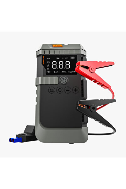ekovolt Jump Starter / Akü Takviye Cihazı | 4'ü 1 Arada Powerbank, Hava Kompr...