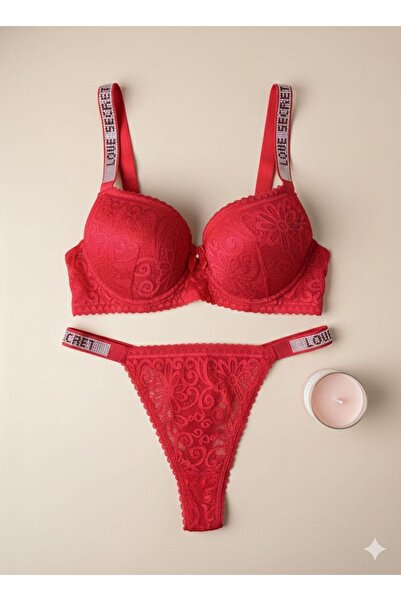 SATTENS Supportive Stone-Embellished Love Secret Bra Set, Top and Bottom Set,...