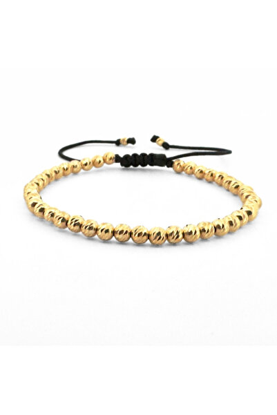 Teo Bijoux Brățară cu mărgele de argint placate cu aur de 4 mm – Rafinament m...