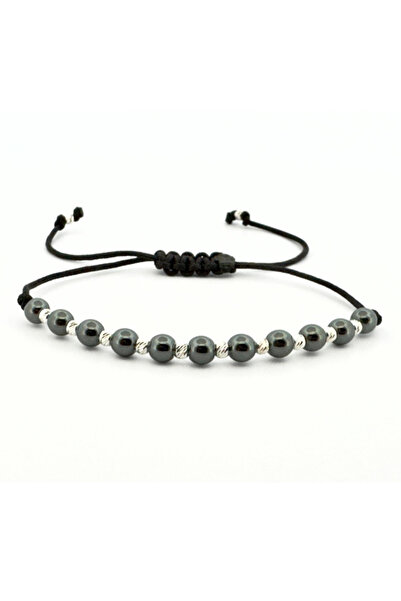 Teo Bijoux Brățară cu Hematit Rotund și 12 Mărgele Argintii 925 – Echilibru, ...