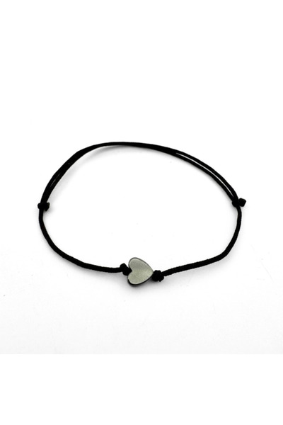 Teo Bijoux Bracelet with Heart from Hematite and Adjustable Black Cord – Symb...