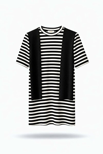 5in1Canpolat Black Shawl Tie Detail Dress 2411