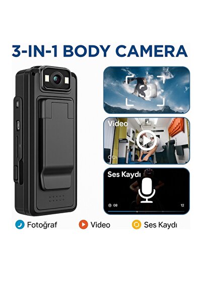 TEPELİNA Mini Body Camera Video-Fotoğraf-Ses Kayıt Kaydedici 180° Lens Mini K...