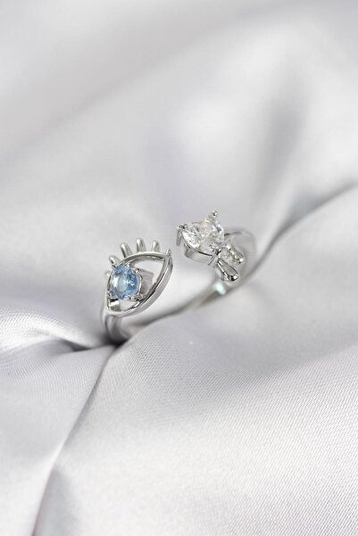 P Parla Tear Drop Model Silver Color Zircon Stone Women's Ring